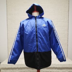 Vintage Adidas Blue Hooded Thick Lined Coat XL